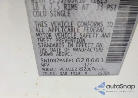 2017 Nissan Pathfinder Sv from USA, damaged, VIN 5N1DR2MN6HC628661